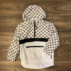 Little Bipsy- Taupe checkered windbreaker 3T-4T